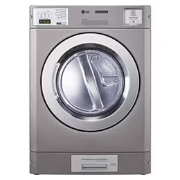 LG titan dryer, a silver front-load washing machine.