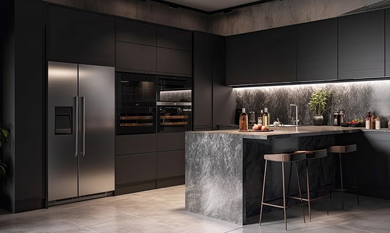 A Kitchen with a Refrigerator