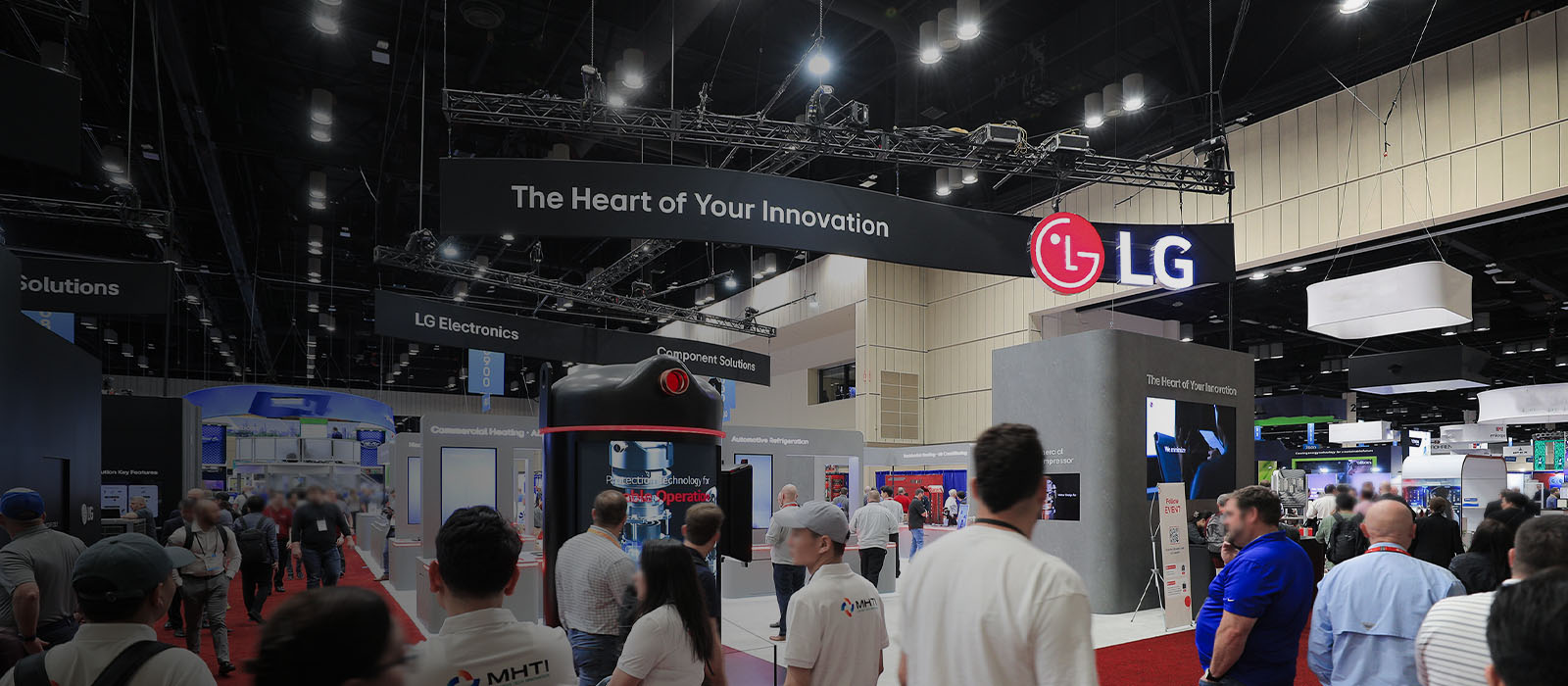 On-site image in front of the LG booth at AHR 2025 with many visitors