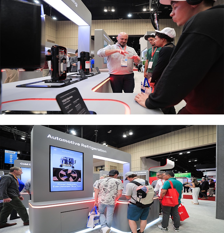 The images show the visitors listening to the explanation of the products and also taking a look at the LG innovations.