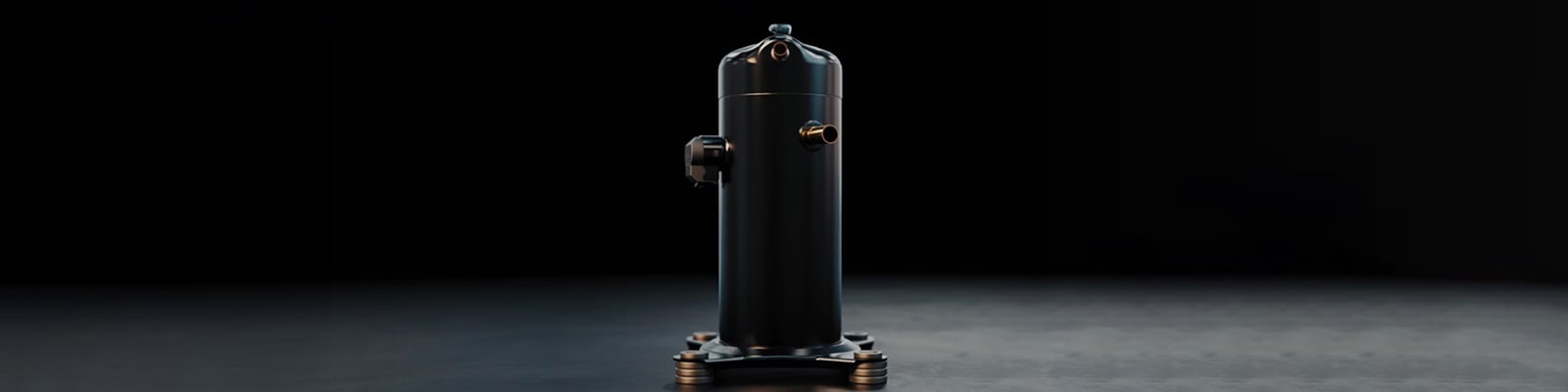A scroll compressor in the middle with the black background.