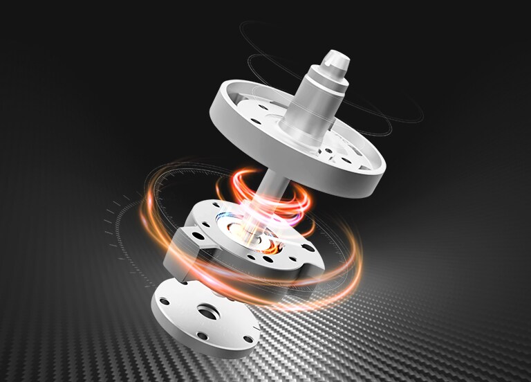 An image showcasing the key components of an LG Fixed Speed Rotary Compressor, designed for efficient compression at a constant speed.