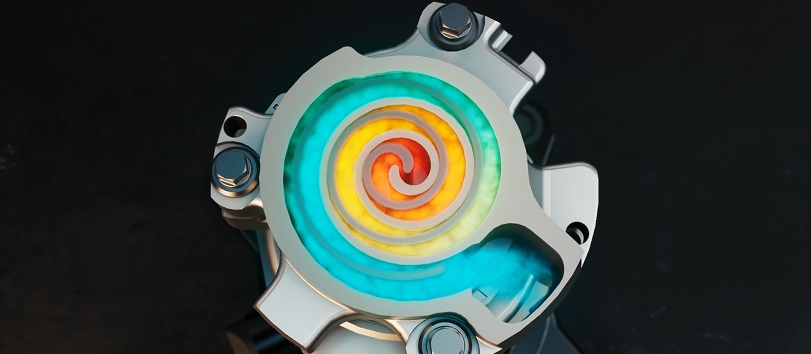 A Fixed Speed Scroll Compressor is shown in operation, with the orbiting scroll rotating at a constant speed.