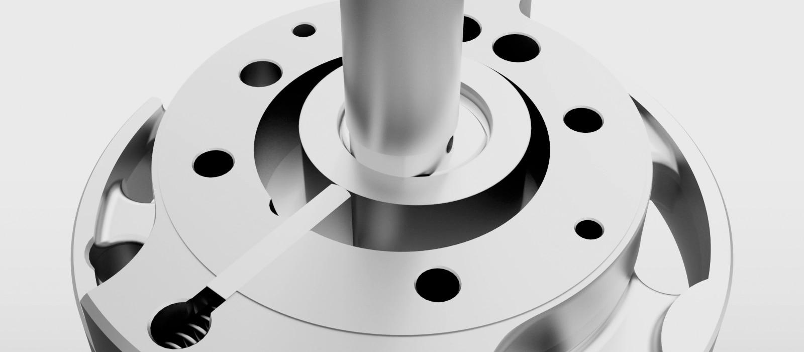 Close-up of an LG Fixed Speed Rotary Compressor's internal mechanical part