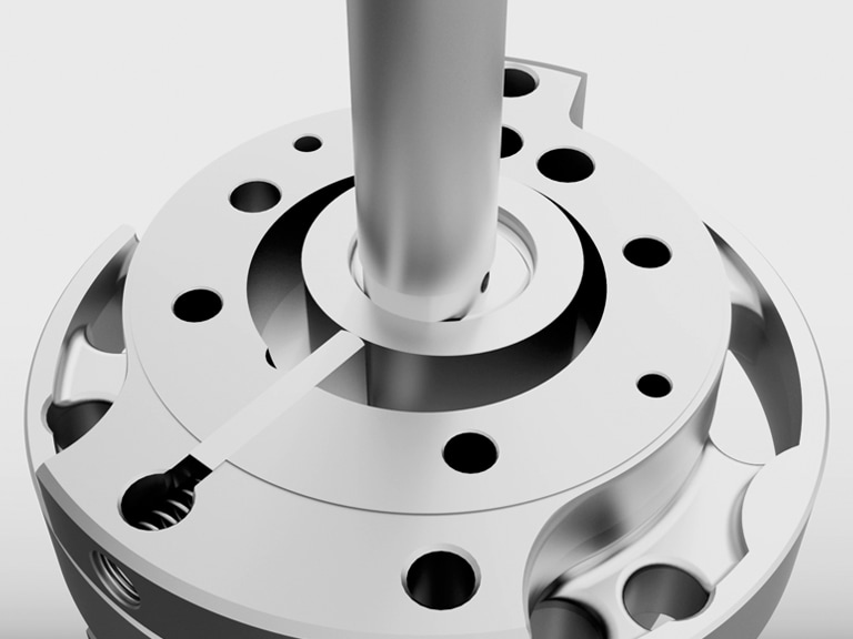 Close-up of an LG Fixed Speed Rotary Compressor's internal mechanical part