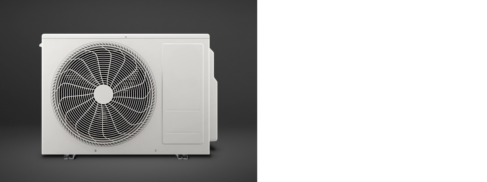 An air conditioning unit equipped with a compact, LG variable speed rotary compressor, designed to save space.