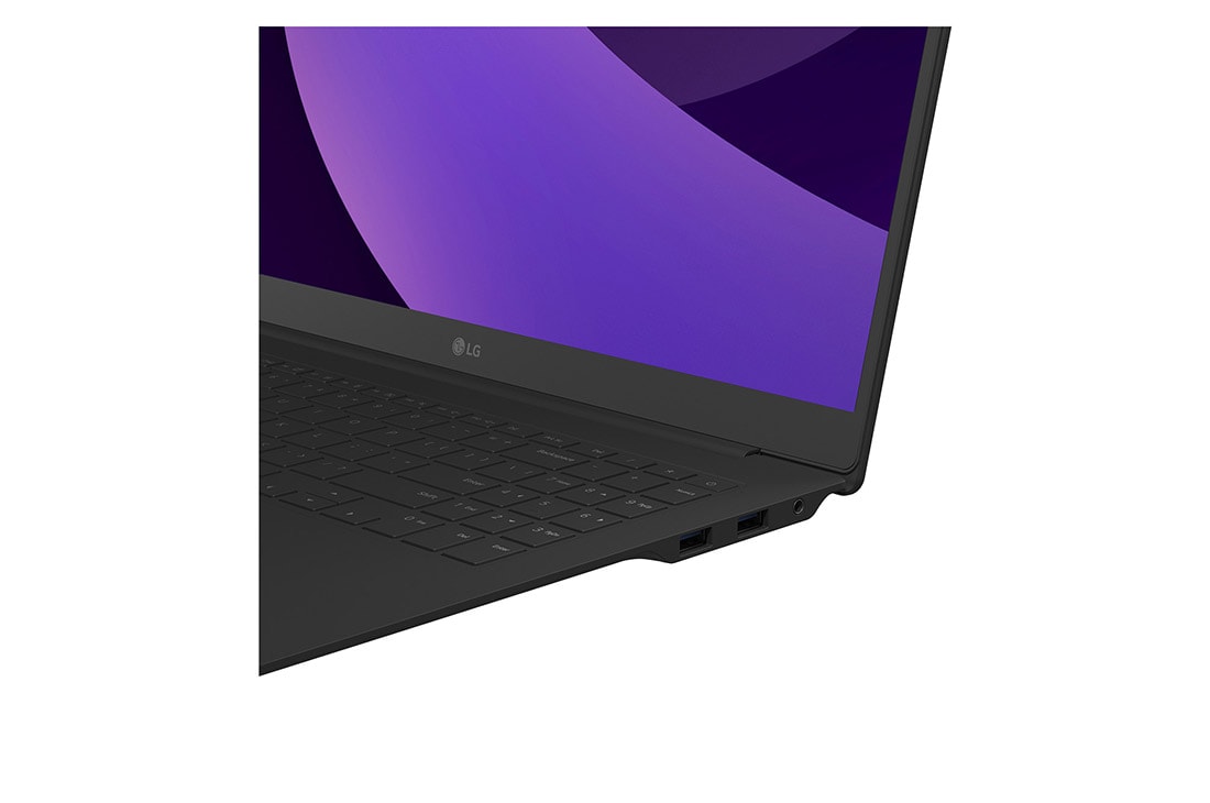 LG gram Pro 16'' | Lightweight 32GB RAM Intel® Core™ Ultra Processor Laptop | Windows 11 Pro, gram Hybrid AI, Copilot, LG gram Link, 16:10 OLED display, -30 degree side port zoom-in view with cover open, 16Z90TP, thumbnail 4