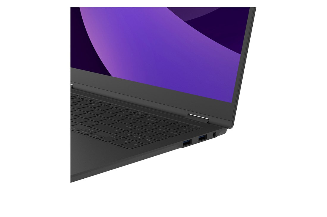 LG gram Pro 2in1 16'' | Ultra-light & superslim 32GB RAM Intel® Arrow Lake H Laptop | Windows 11 Pro, gram AI, Copilot, LG gram Link, 16:10 OLED display, -30 degree side port zoom-in view with cover open, 16T90TP, thumbnail 4