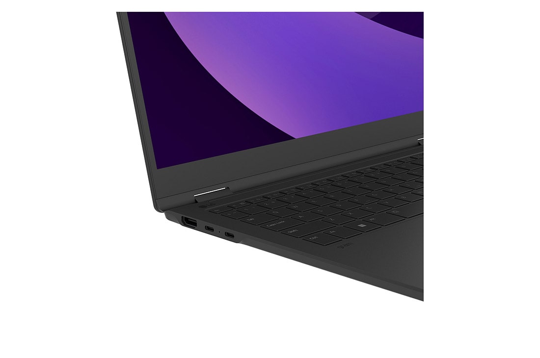 LG gram Pro 2in1 16'' | Ultra-light & superslim 32GB RAM Intel® Arrow Lake H Laptop | Windows 11 Pro, gram AI, Copilot, LG gram Link, 16:10 OLED display, +30 degree side port zoom-in view with cover open, 16T90TP, thumbnail 5