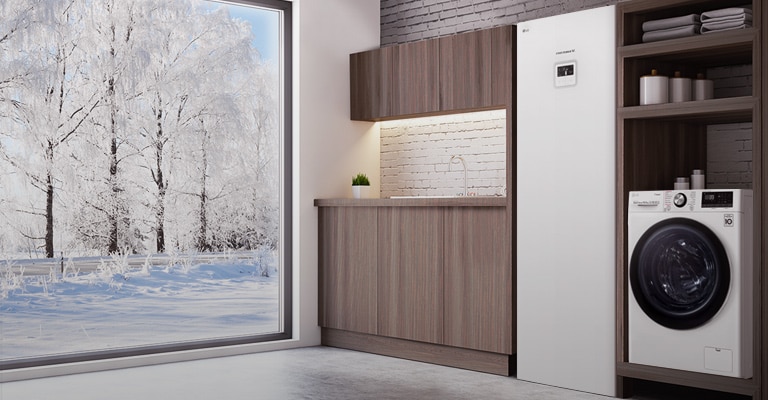 There's snow outside the window, and there's a product inside the house