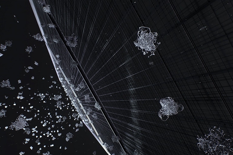 The black mesh pre-filter is in action, trapping fine dust, bacteria, and viruses that float in the air.