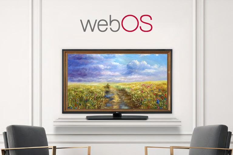 A TV is screening an art piece with Gallery Mode based on webOS 5.0.