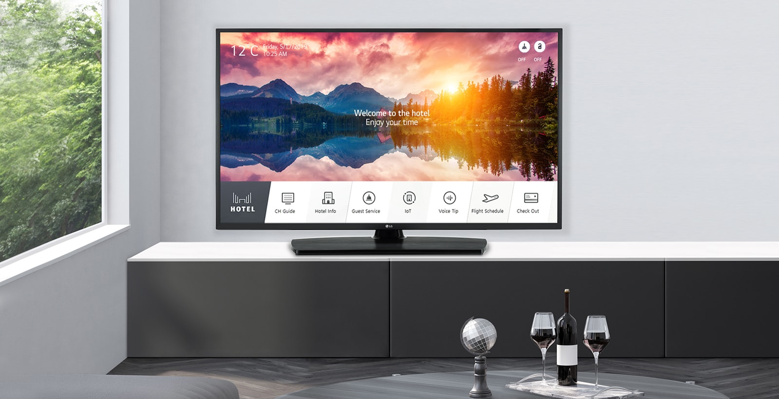 TV screens set up in the hotel provide hotel services and various information for users.