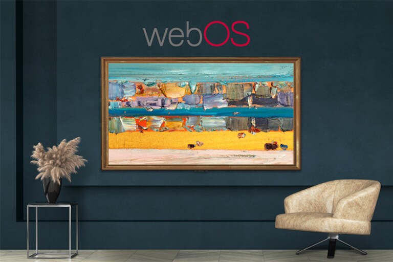 A TV is screening an art piece with Gallery Mode based on webOS 5.0.
