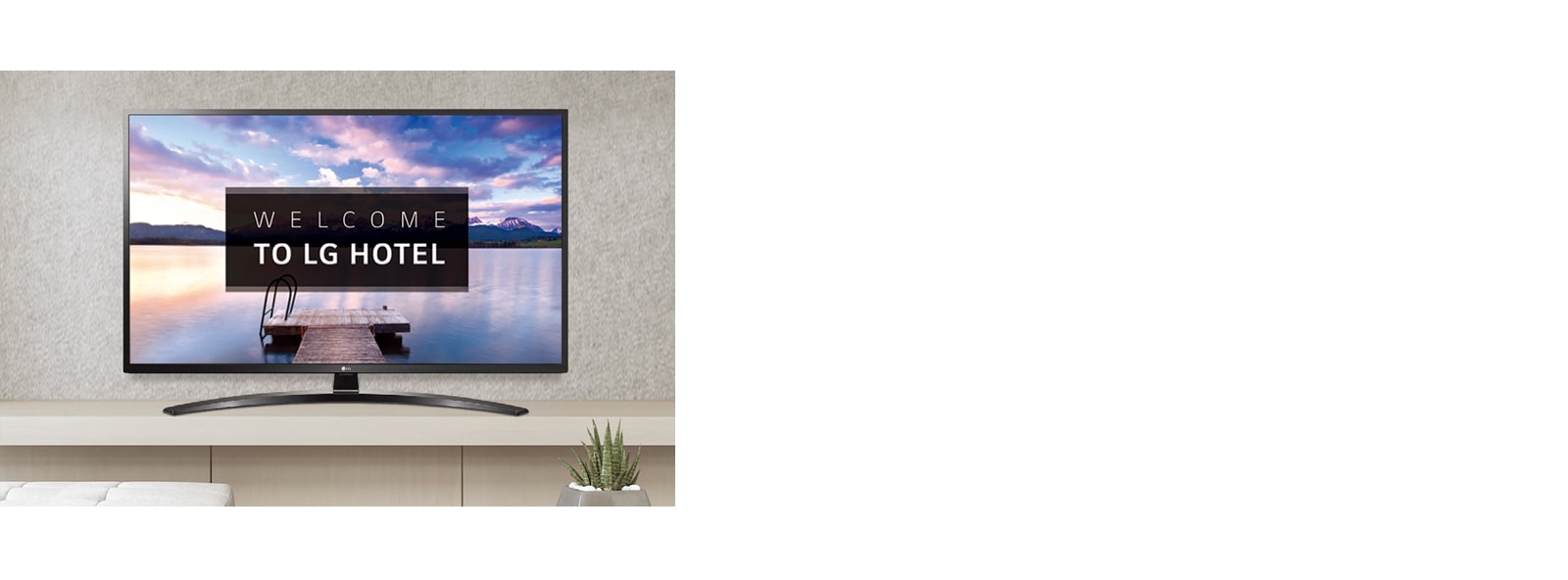 The LG Commercial TV is screening greeting  messages with images. 