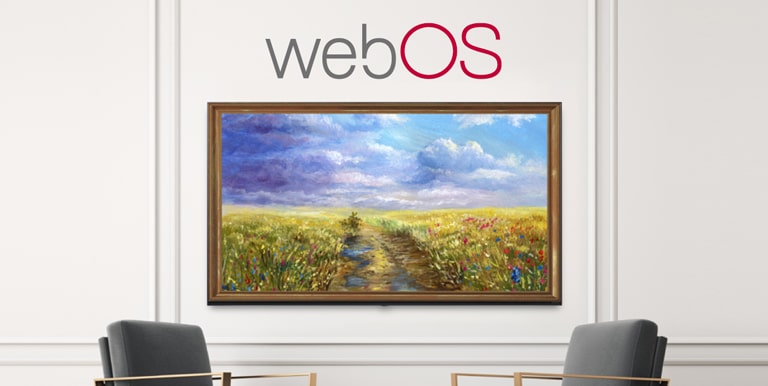 A TV is screening an art piece based on webOS.