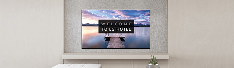 A TV is screening greeting messages with images.
