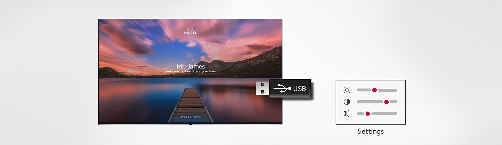 Setting data of the display can be stored on USB and transmitted to other displays.