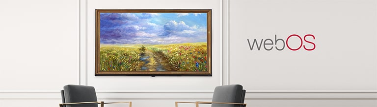 A TV is screening an art piece based on webOS.