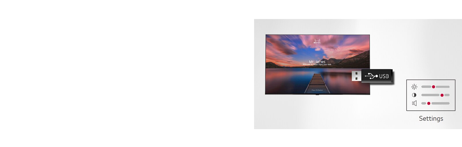 Setting data of the display can be stored on USB and transmitted to other displays.