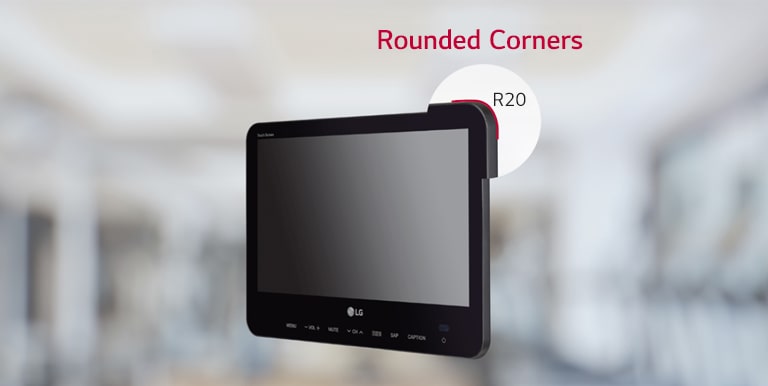 The rounded-corner design of the LS766F is being shown.