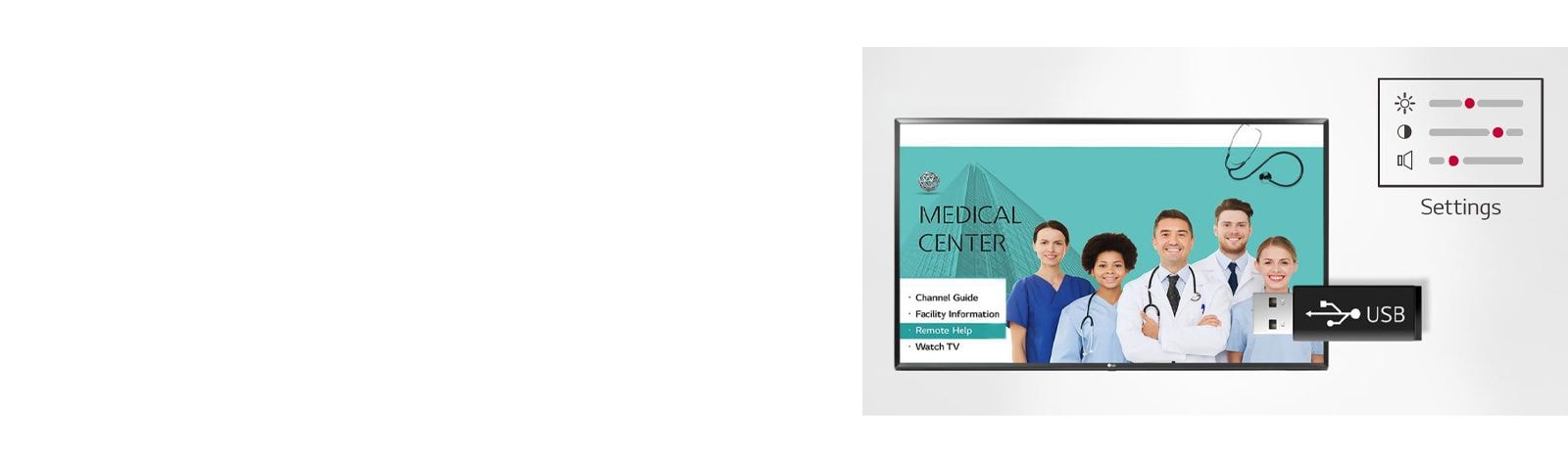 Setting data of the display can be stored on USB and transmitted to other displays.