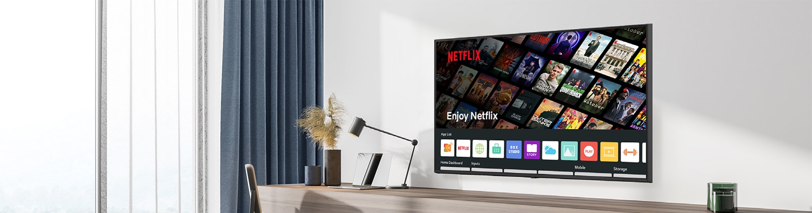 The hotel content including the Netflix App is shown on TV in the hotel room.