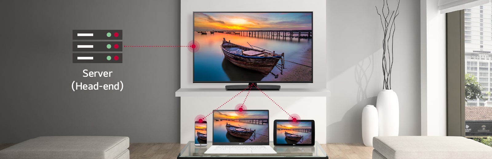 With the TV’s Wireless-In SoftAP function, other devices such as mobile phones, laptops, and tablets can be connected.