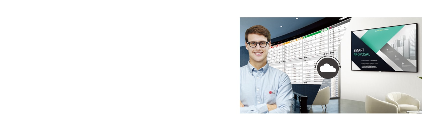 The LG employee is remotely monitoring the UM3DG-H series installed in a different place. 