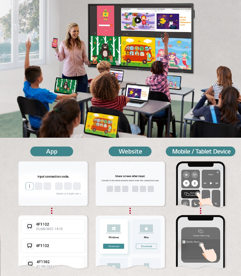 TR3DJ can easily share screens with multiple devices in real time via app and website.