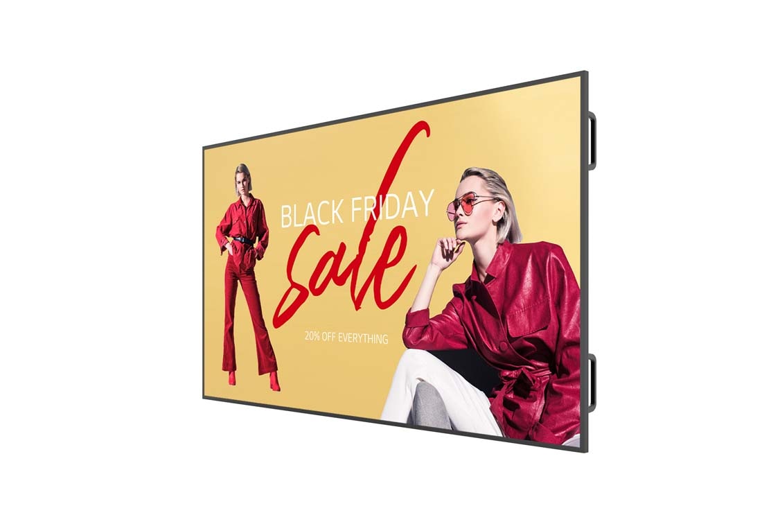 LG UHD Large Screen Signage Display, -45 degree side view with infill image, 98UM5K, thumbnail 2