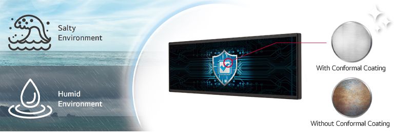 The BH7N has conformal coating on the power board to protect display even in a salty or humid environment.