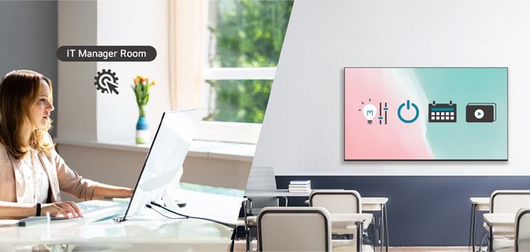 The IT manager can remotely control device functions such as screen on/off, scheduling, brightness adjustment, and screen lock, creating a stable usage environment.