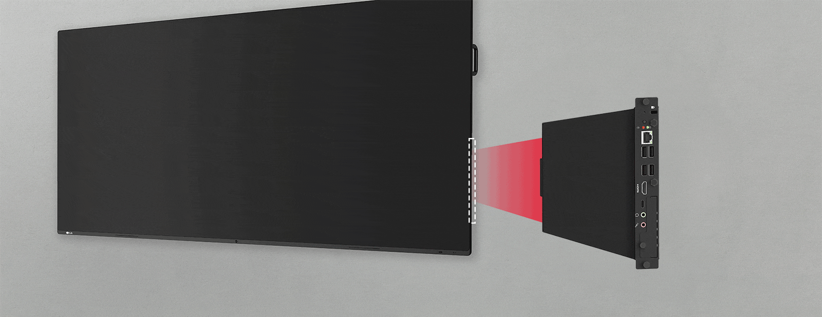 Through the OPS slots, users can conveniently mount the OPS Module on the 105BM5N, enabling various PC functions and Windows software on the 105BM5N.