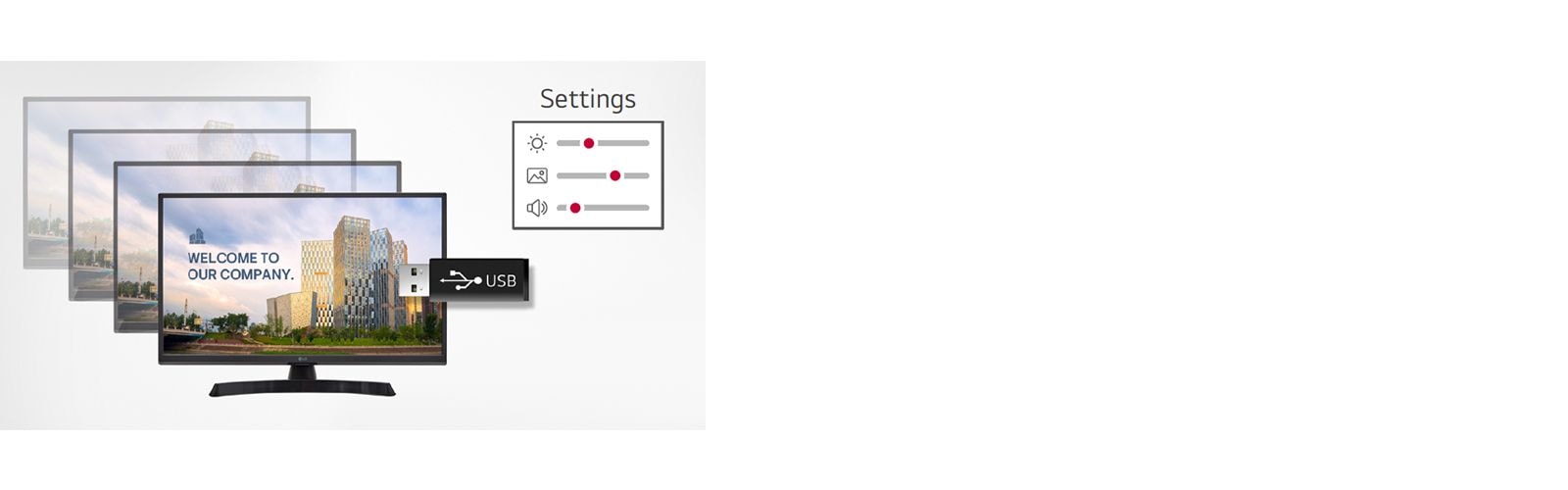 A TV is easily set up by copying pre-stored information onto a USB.