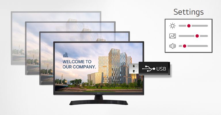 A TV is easily set up by copying pre-stored information onto a USB.