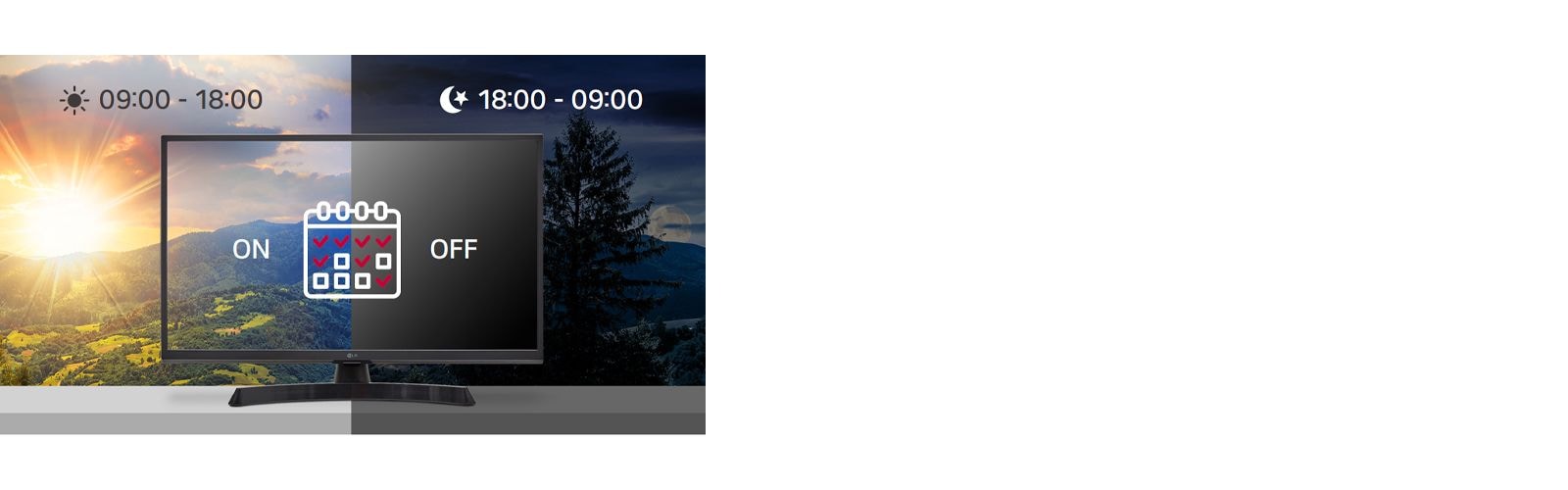 The TV automatically turns on or off according to the set time schedule.
