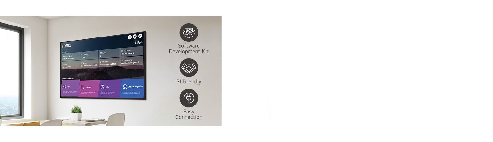 The webOS platform offers convenient access to a variety of functions.