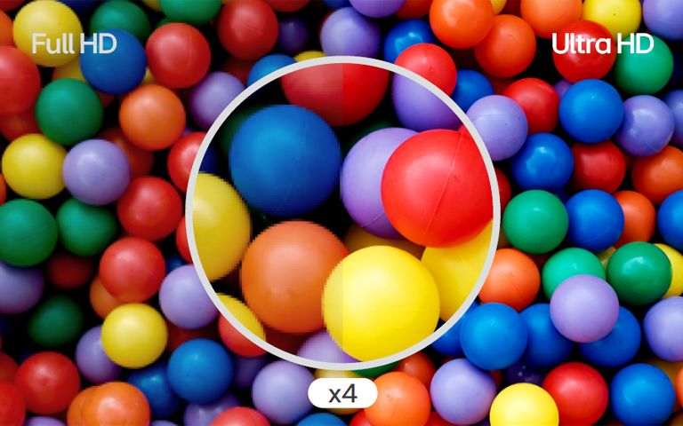 The difference comparing at a glance is shown in Ultra HD quality, which is four times higher than Full HD.