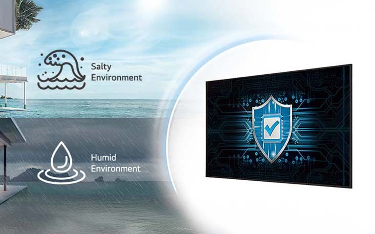 The UP5Q-E has conformal coating to protect the display even in salty or humid environments.