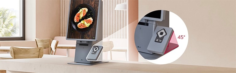 The tactile keypad on the LG Kiosk is ergonomically designed and positioned at a 45-degree angle.