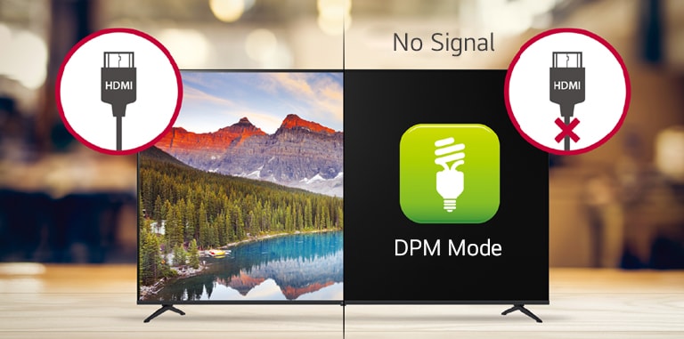 It only turns on when there is a signal and turns off when there is no signal in DPM Mode.