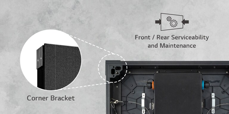 It shows the enlarged image of a corner bracket which is on the rear product.