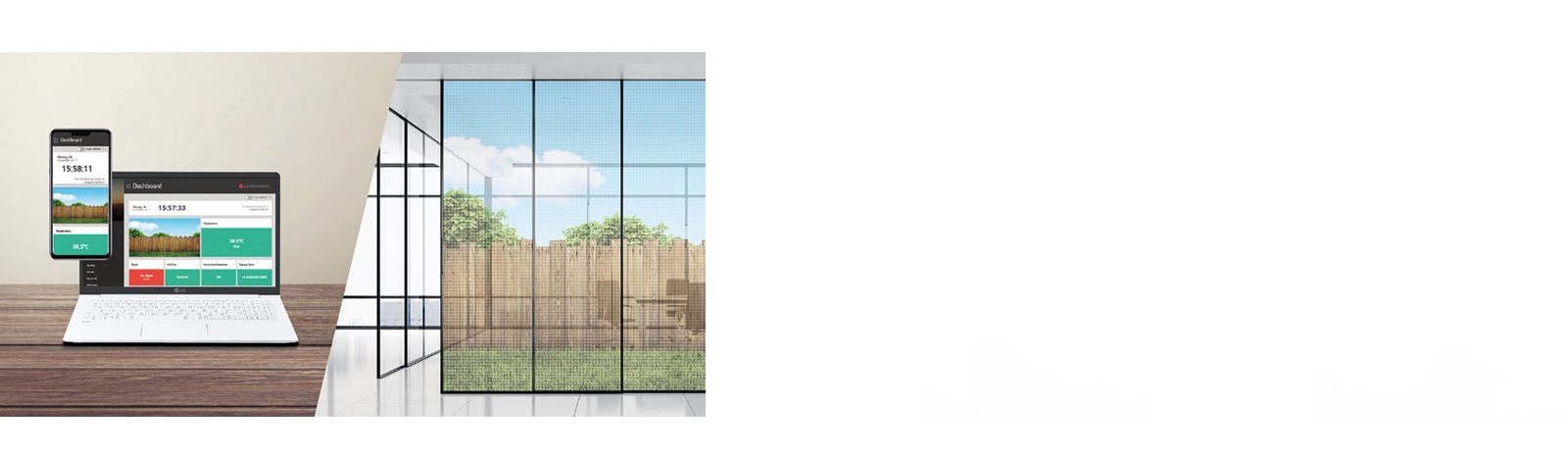 Through the Control Manager, it manages transparent film of wall of office with mobile phone and laptop.