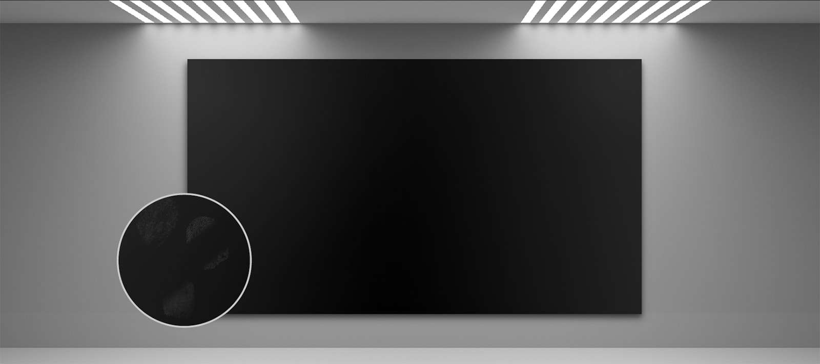 A smooth-surfaced large screen is installed on the wall.