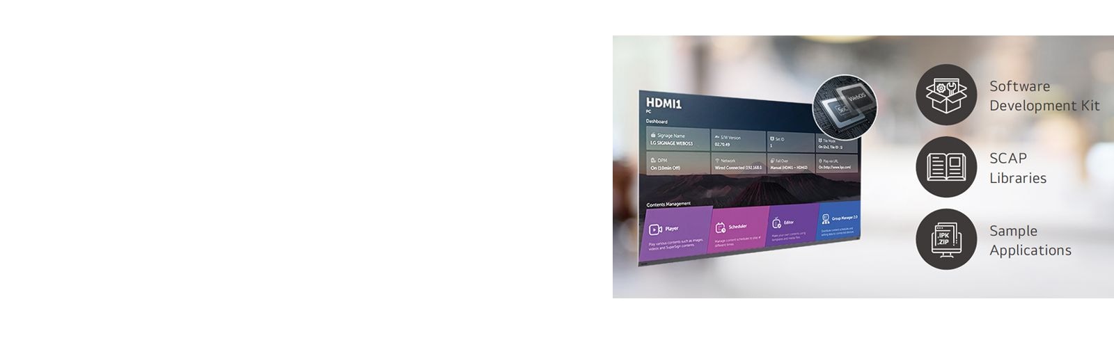 Several tasks that can be done simultaneously are arranged through the LG webOS smart platform. 