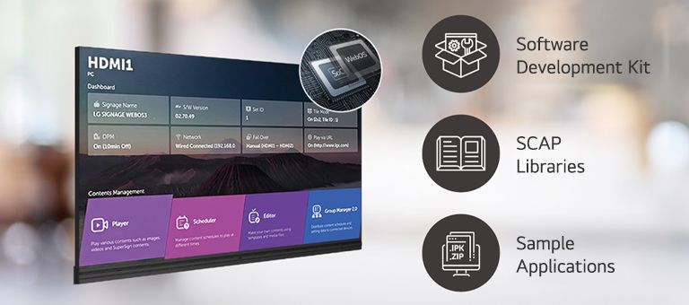 Several tasks that can be performed simultaneously are arranged through the LG webOS smart platform.
