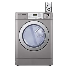 LG giant dryer, a silver front-load dry machine with a coin slot on top.