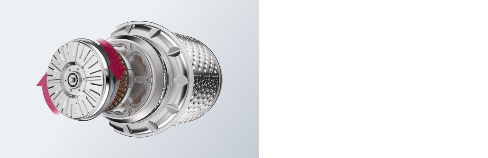 A close-up image of a washing machine's Direct Drive motor in operation. 