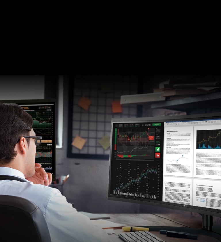Office worker is working with LG monitors.